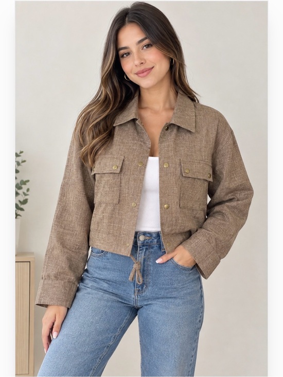 Zara Jackets & Blazers - Zara Brown Taupe Utility Jacket with Front Flap Pockets